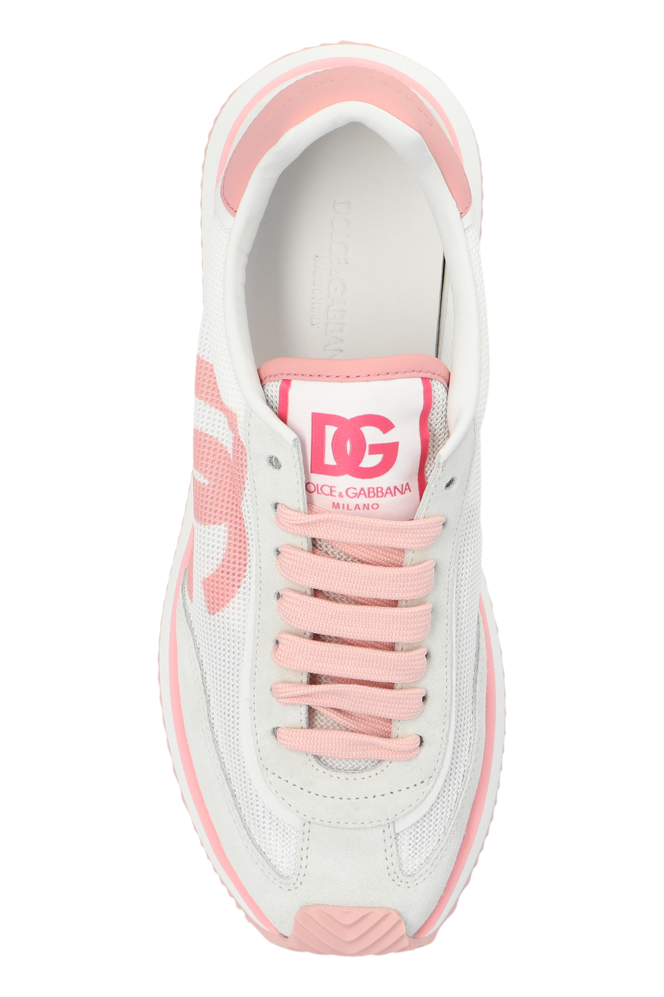 Dolce and gabbana pink and white trainers best sale